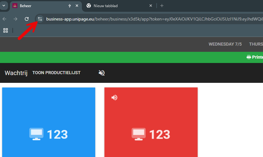 Het site-informatie-icoon