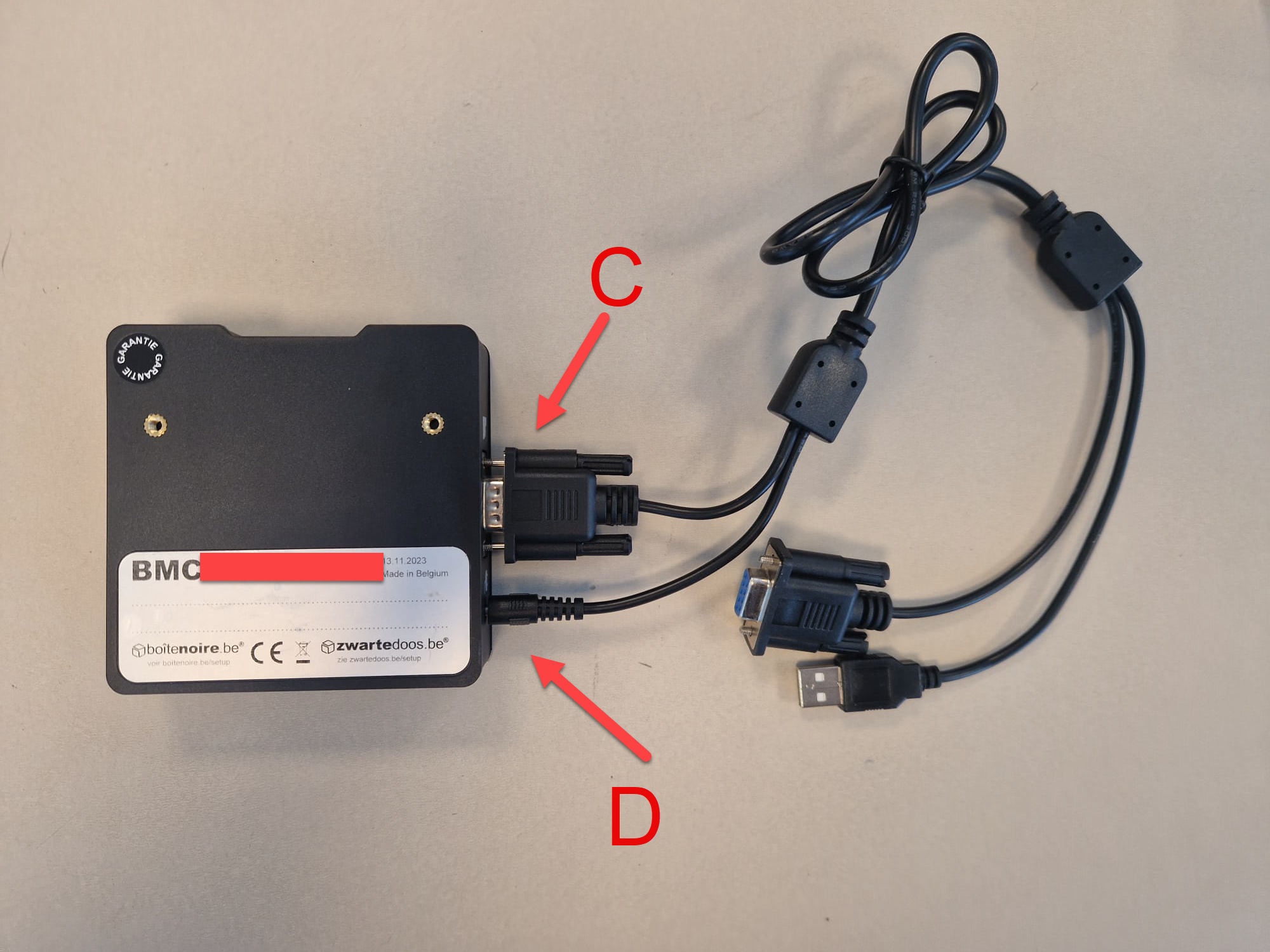 Communication and power cable in the fiscal data module