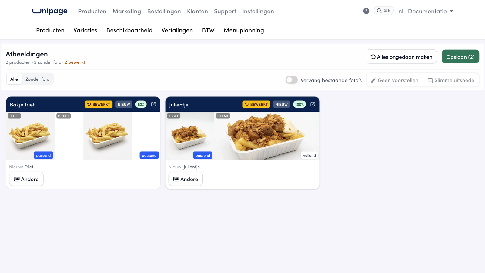 Een klik op het detailkader van Julientje zet dat kader op vullend: de foto vult het breedbeeldkader.